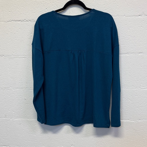 Savanna Jane Teal Long Sleeve with Pink Floral Embroidery NWT - Picture 4 of 6